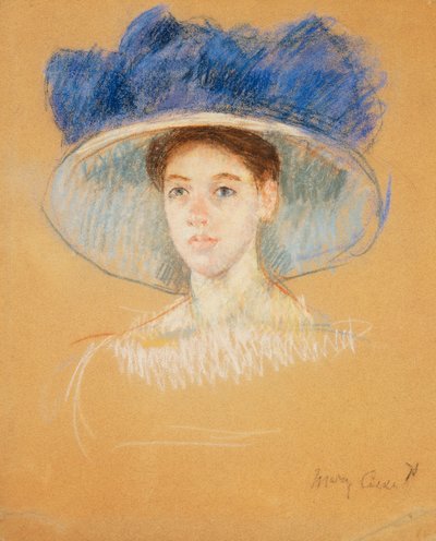 Head of a Woman with a Large Hat by Mary Cassatt