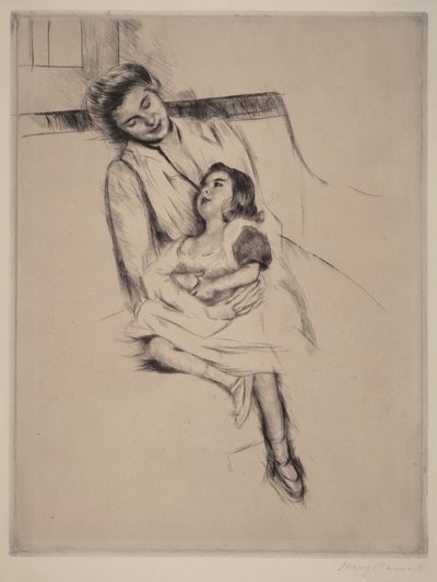 Reine and Margot Seated on a Sofa (No. 2) by Mary Cassatt