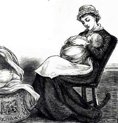 An Engraving Depicting a Mother Rocking Her Baby by Mary Ellen Edwards