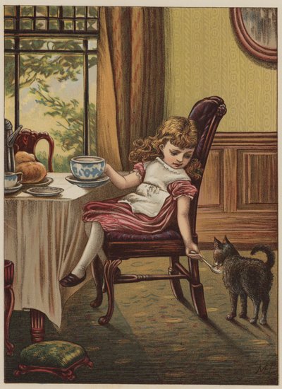 Girl with black cat by Mary Ellen Edwards