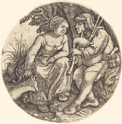 Bagpipe Player with His Lover by Master IB