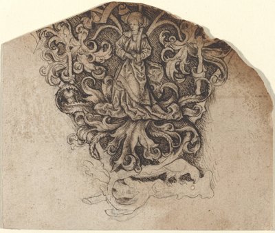 Gothic Ornament with a Lady and a Parrot by Master LCz