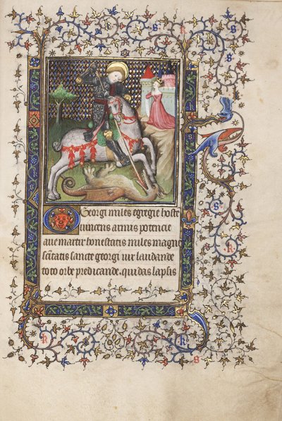 St. George Fighting the Dragon, from a Book of Hours, use of Rennes by Master Lucon