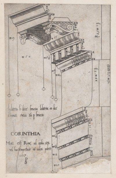Speculum Romanae Magnificentiae: Entablature from the Forum of Trajan, Rome, 1537 by Master PS