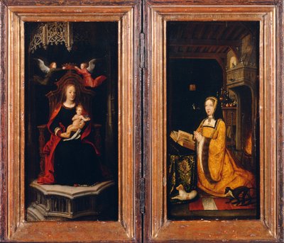 The Virgin and Child with Two Angels, Margaret of Austria in Worship of the Virgin by Master of 1499