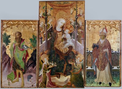 Virgin with Child, St John the Baptist and St Ambrose - Altarpiece with three panels, around 1430 by Master of Burgo de Osma