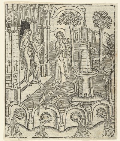 God Shows Adam and Eve the Paradise by Master of Delft (attributed to)
