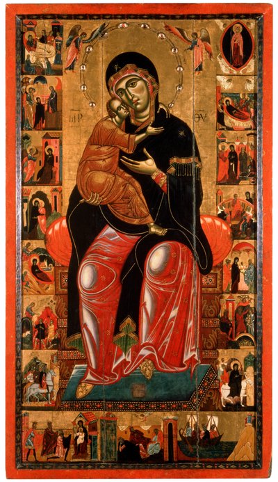 Madonna and Child Enthroned with Seventeen Scenes from the Life of the Virgin by Master of Florence