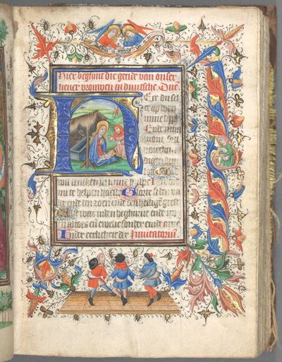 Book of Hours (Use of Utrecht): fol. 14r, Initial with The Nativity by Master of Gijsbrecht van Brederode