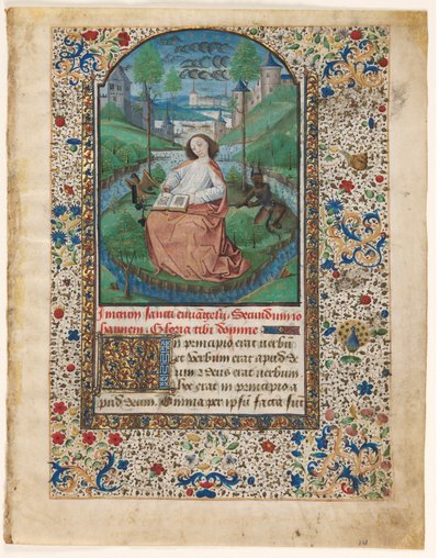 Leaf from a Book of Hours: John on Patmos, c. 1465 by Master of Jacques de Luxembourg