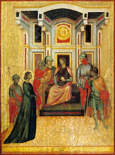 Saint Cecilia contrasting matters of faith with prefect (detail), circa 1304, by Master of Saint Cecilia by Master of Saint Cecilia