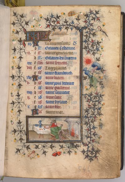 Hours of Charles the Noble, King of Navarre: January by Master of the Brussels Initials and Associates
