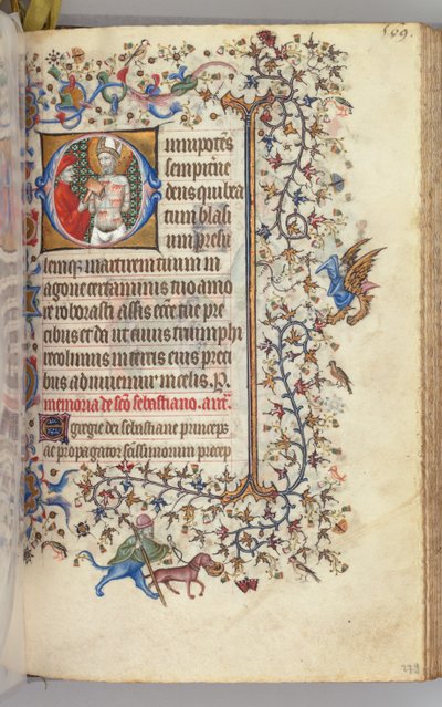 Hours of Charles the Noble, King of Navarre, fol. 279r, St. Basins by Master of the Brussels Initials and Associates