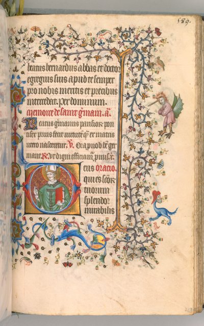 Hours of Charles the Noble, King of Navarre, fol. 289r, St. Germain by Master of the Brussels Initials and Associates