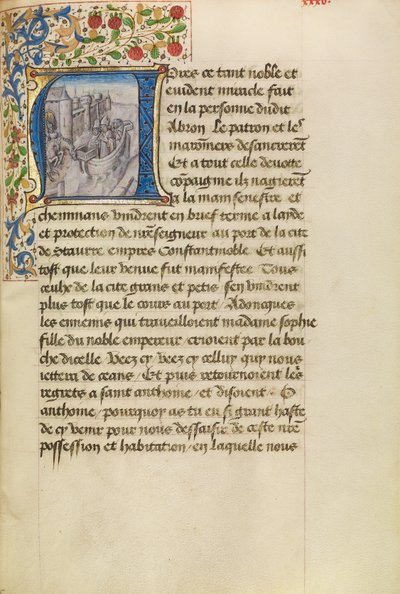 Initial A: Arrival of Ships in Constantinople by Master of the Brussels Romuléon