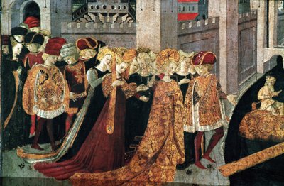 Decameron by Boccaccio: Pericone Welcomes Alatiel by Master of the Cassoni