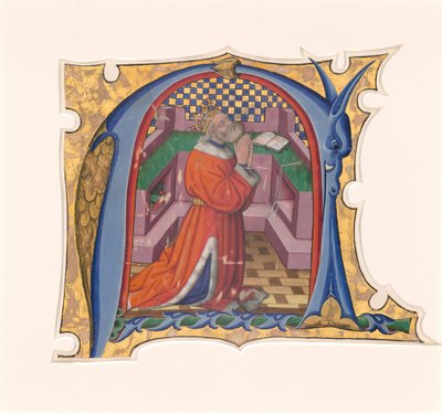 Initial N with David in Prayer by Master of the Cypresses