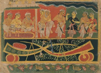 Nanda and Vasudeva: Page from a Dispersed Bhagavata Purana, ca. 1520-30 by Master of the Dispersed Bhagavata Purana.