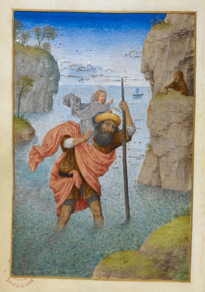 Saint Christopher carrying the Christ Child by Master of the Dresden Prayer Books