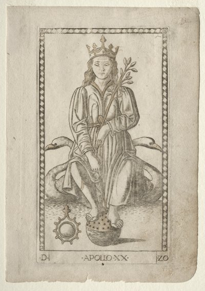 Apollo from the Tarocchi, Series D: Apollo and the Muses, #20 by Master of the E Series Tarocchi