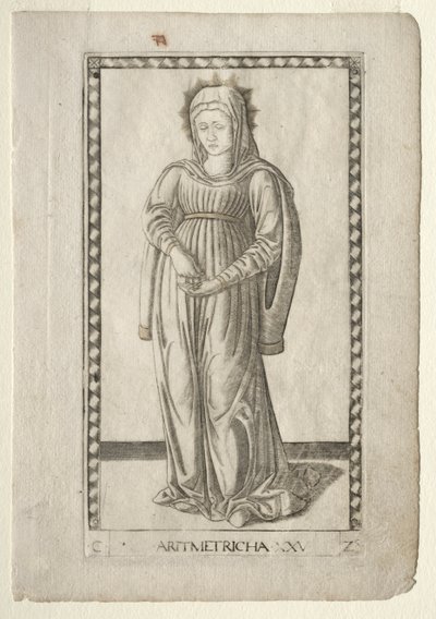 Arithmetic from the Tarocchi, series C: Liberal Arts, #25, before 1467 by Master of the E Series Tarocchi