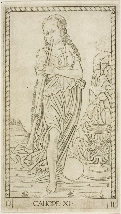 Calliope, Plate Eleven from Apollo and the Muses by Master of the E Series Tarocchi