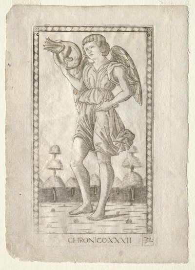 Genius of Time from the Tarocchi, series B: Cosmic Principles & Virtues, #32 by Master of the E Series Tarocchi