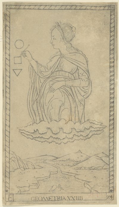 Geometry, Plate 24 from Arts and Sciences by Master of the E Series Tarocchi
