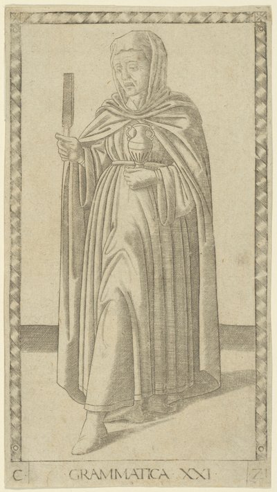 Grammar, plate 21 from Arts and Sciences by Master of the E Series Tarocchi