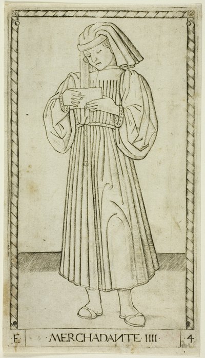 The Merchant, plate four from The Ranks and Conditions of Men by Master of the E Series Tarocchi