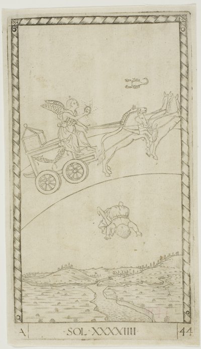 The Sun, plate 44 from Planets and Spheres by Master of the E Series Tarocchi