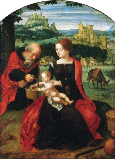 The Rest on The Flight into Egypt by Master of the Female Half Lengths