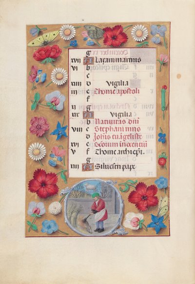 Hours of Queen Isabella the Catholic, Queen of Spain: Fol. 13v, December by Master of the First Prayerbook of Maximillian