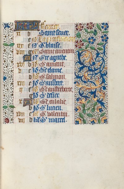 Book of Hours Use of Rouen: fol. 2r by Master of the Geneva Latini