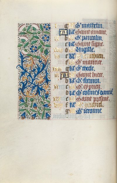 Book of Hours Use of Rouen: fol. 9v by Master of the Geneva Latini