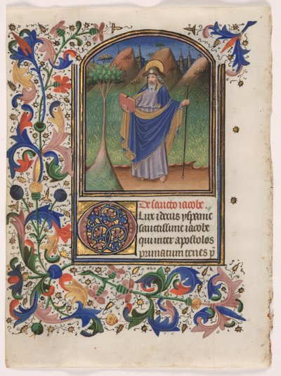 Leaf from a Book of Hours: Saint James the Greater by Master of the Gold Scrolls