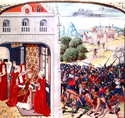Consecration of Pope Gregory IX in Avignon France (pontificate in 1227-1241) by Jean Froissart by Master of the Harley Froissart