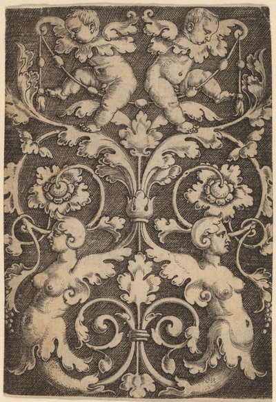 Upright Ornament with Two Sirens by Master of the Horse Heads