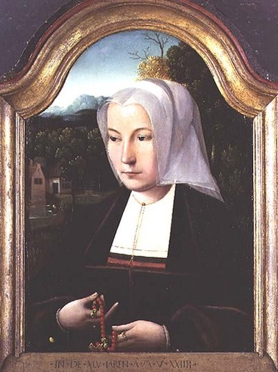 Portrait of a Lady Holding a Rosary by Master of the Parrot