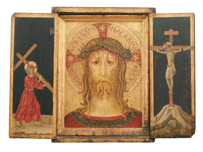 A Triptych: Christ the Redeemer Flanked by Christ Carrying the Cross and The Crucifixion by Master of the Pietà di San Costanzo