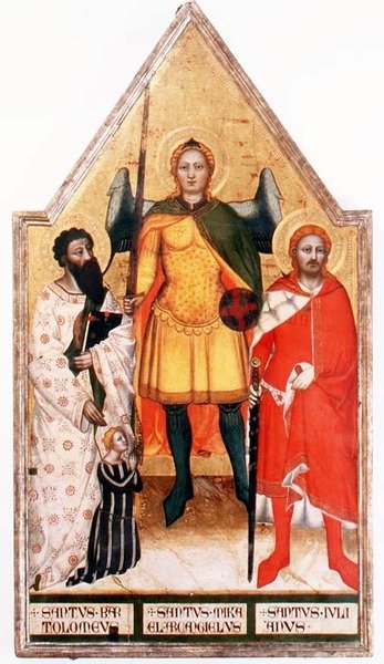 St. Michael the Archangel with St. Bartholomew and St. Julian by Master of the Rinuccini Chapel