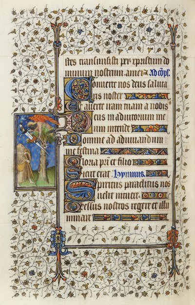 Winged Figure in a Treetop with Book Pierced by a Sword, from the 
