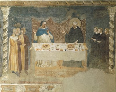 The Miracle of St Guido of Arezzo, fresco, the Refectory, Abbey of St Maria of Pomposa by Master of the School of Rimini