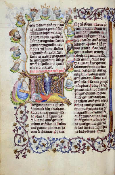 The tree of Jesse issuing from an initial, from St Matthew