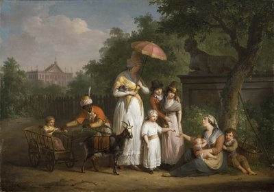 A Noble Family Distributing Alms in a Park by Mathieu Ignace van Bree