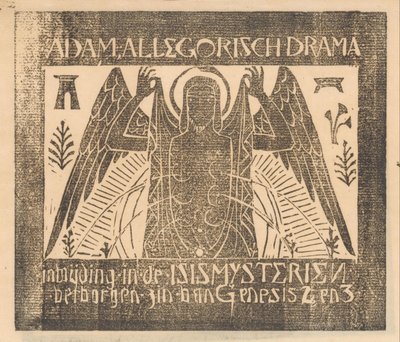 Winged figure with six breasts (title on object) Adam, Allegorical drama by Mathieu Lauweriks (attributed to)