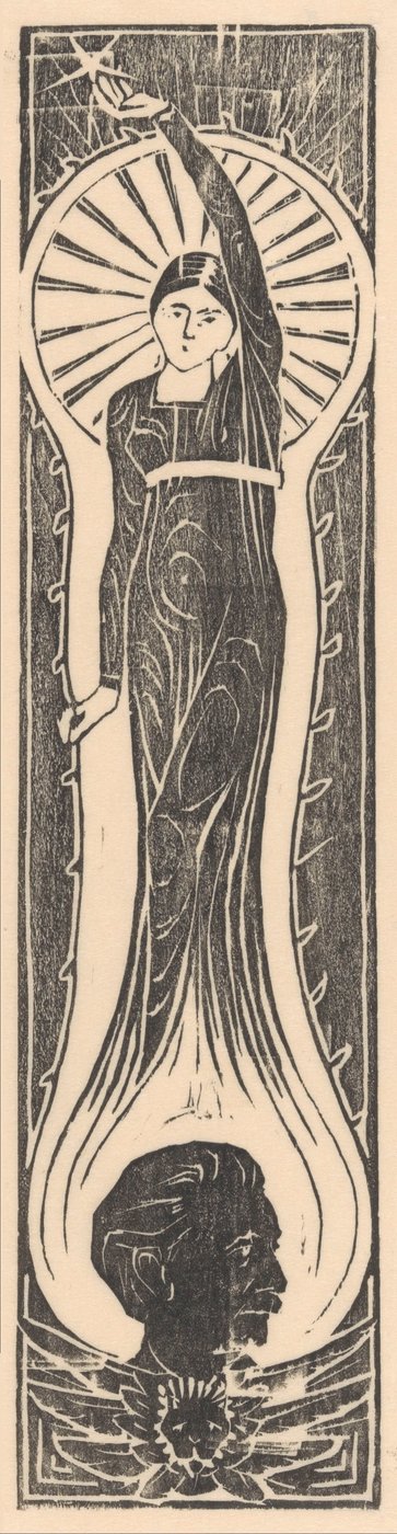 Allegorical Figure with Portrait of Multatuli by Mathieu Lauweriks