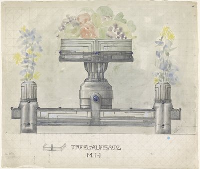 Design for a Silver Centerpiece, Decorated with Flowers and Fruit by Mathieu Lauweriks