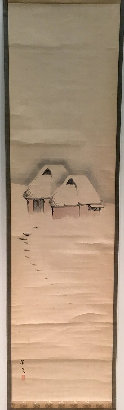 Two Huts in Snow by Matsumura Keibun