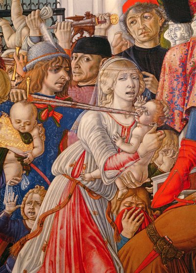 Massacre of the Innocents, Soldier Piercing a Baby with His Sword (detail) by Matteo di Giovanni di Bartolo